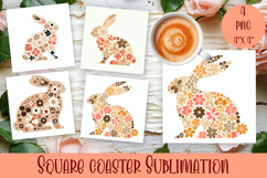 Happy Easter bunny Square Coaster Sublimation Product Image 1
