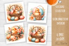 Funny cow farm Coaster Sublimation |cute easter animals Product Image 1