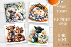 Funny cow farm Coaster Sublimation |cute easter animals Product Image 1