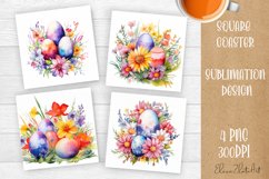 Cute egg easter Square Coaster Sublimation Design Product Image 1