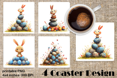 Happy Easter Square Coaster Sublimation. Funny egg Product Image 1