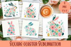 Happy Easter bunny Square Coaster Sublimation Product Image 1