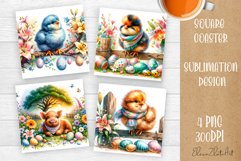 Funny cow farm Coaster Sublimation |cute easter animals Product Image 1