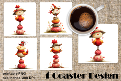 Happy Easter Square Coaster Sublimation. Funny chicken Product Image 1