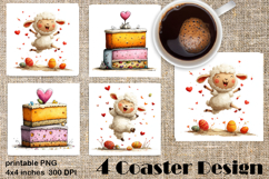 Happy Easter Square Coaster Sublimation. Funny sheep Product Image 1