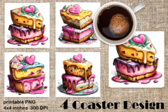 Happy Easter Square Coaster Sublimation. Funny cake Product Image 1