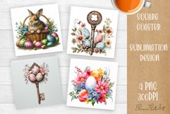 Happy Easter Square Coaster Sublimation Product Image 1