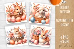 Funny cow farm Coaster Sublimation |cute easter animals Product Image 1