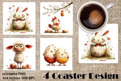 Happy Easter Square Coaster Sublimation Product Image 1