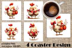 Happy Easter Square Coaster Sublimation. Funny chicken Product Image 1