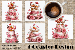 Happy Easter Square Coaster Sublimation. Funny cake Product Image 1