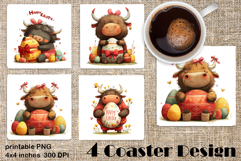 Happy Easter Square Coaster Sublimation. Funny cow Product Image 1