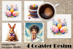 Happy Easter Square Coaster Sublimation Product Image 1