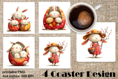 Happy Easter Square Coaster Sublimation. Funny egg Product Image 1