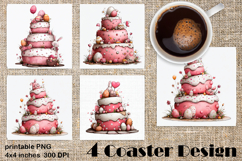 Happy Easter Square Coaster Sublimation. Funny cake Product Image 1