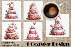 Happy Easter Square Coaster Sublimation. Funny cake Product Image 1