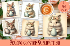 Happy Easter bunny Square Coaster Sublimation Product Image 1