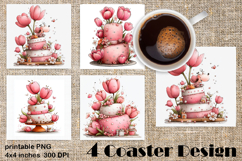 Happy Easter Square Coaster Sublimation. Funny cake Product Image 1