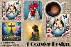 Happy Easter Square Coaster Sublimation Product Image 1