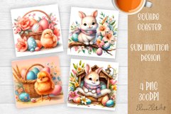 Funny cow farm Coaster Sublimation |cute easter animals Product Image 1