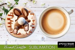 Easter Coaster Sublimation Design Round Easter Bunny Coaster
