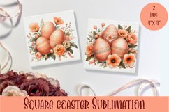 Peach color Easter Square Coaster Sublimation Product Image 1