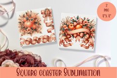 Flowers Easter Square Coaster Sublimation Product Image 1