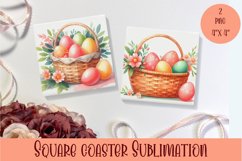 Peach color Easter Square Coaster Sublimation Product Image 1
