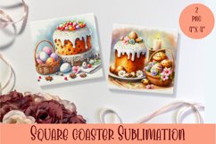 Peach color Easter Square Coaster Sublimation Product Image 1