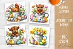 Funny cow farm Coaster Sublimation |cute easter animals Product Image 1