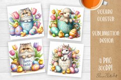 Funny cow farm Coaster Sublimation |cute easter animals Product Image 1
