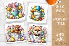Funny cow farm Coaster Sublimation |cute easter animals Product Image 1