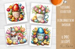Funny cow farm Coaster Sublimation |cute easter animals Product Image 1