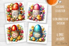 Funny cow farm Coaster Sublimation |cute easter animals Product Image 1