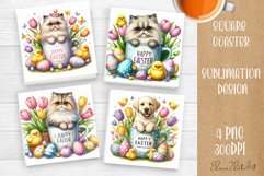 Funny cow farm Coaster Sublimation |cute easter animals Product Image 1