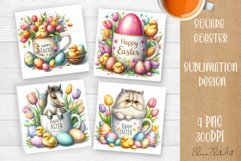 Funny cow farm Coaster Sublimation |cute easter animals Product Image 1
