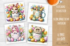 Funny cow farm Coaster Sublimation |cute easter animals Product Image 1