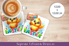 Happy Easter Square Coaster Sublimation Product Image 1