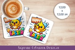 Happy Easter Square Coaster Sublimation Product Image 1