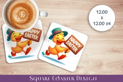 Happy Easter Square Coaster Sublimation Product Image 1