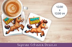 Happy Easter Square Coaster Sublimation Product Image 1