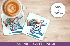 Happy Easter Square Coaster Sublimation Product Image 1