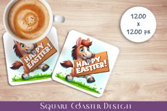 Happy Easter Square Coaster Sublimation Product Image 1
