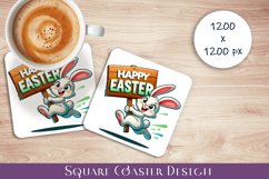 Happy Easter Square Coaster Sublimation Product Image 1