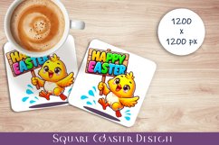 Happy Easter Square Coaster Sublimation Product Image 1