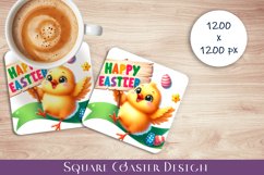 Happy Easter Square Coaster Sublimation Product Image 1