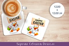 Happy Easter Square Coaster Sublimation Product Image 1
