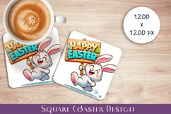 Happy Easter Square Coaster Sublimation Product Image 1