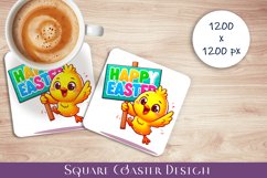 Happy Easter Square Coaster Sublimation Product Image 1