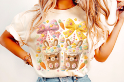 Coquette Patchwork Easter PNG, Faux Yarn Easter PNG, Bunny Product Image 4